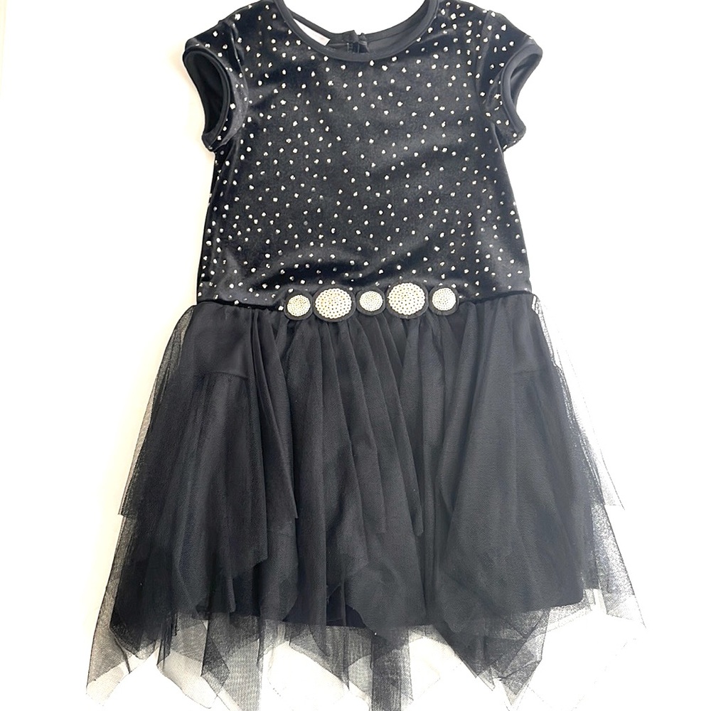 Pastourelle By Pippa & Julie Black/Gold Tulle Dress, Size 4